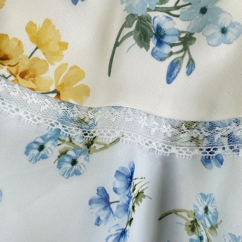 Altar'd State Belci D112 Blue Yellow Floral Tiered Ruffle Maxi Skirt Size M NWT - Picture 10 of 16